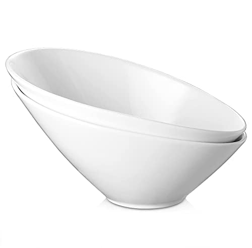 DOWAN Salatschüssel Keramik, 2 tlg., 770 ml Servierschalen, Premium Porzellan, Spülmaschinen-, mikrowellengeeignet, Keramikschüsseln für Salat, Obst, Pasta, Suppe, Dessert, Weiß