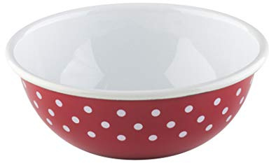 Riess, 0305-077, Küchenschüssel Ø 18cm, PÜNKTCHEN ROT, Vol. (rec.): 0,8 Liter, Made in Österreich, LBH: 18,5x18,5x6,6cm, 0,268kg, Bleifrei, Farbecht, Fleckenresistent, Kratzfest, Ungiftig