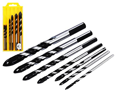 Juego de brocas multiusos 7 piezas 3,4,5,6,8,10,12 mm Punta de carburo de tungsteno para baldosas de cerámica de porcelana, mármol, piedra, acero dulce, ladrillo, vidrio y más