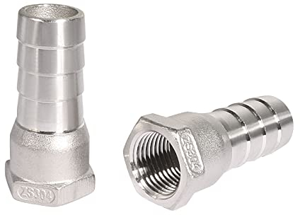 sourcing map 304 Edelstahl Schlauchanschluss Schlauchverbinder Schlauchtülle Fitting Kupplung 20mm Barb x G1/2 Innengewinde Rohradapter