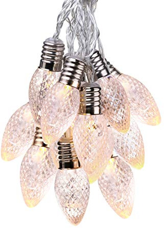 DecoKing 10er LED Lichterkette mit Timer Glühbirnen warmes Weiß statisch batteriebetriebene Girlande Gartendeko Crystalcone