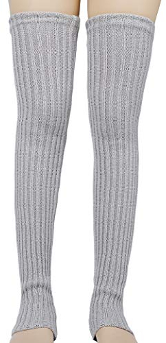 MengH-SHOP Stulpen Overknee Strümpfe Gestrickt Kniestrümpfe Winter Beinstulpen Strumpf Lange Beinwärmer Warme Socken Oberschenkel für Damen und Mädchen 1 Paar (Grau)