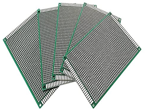 GOONSDS Kit prototipo PCB a Circuito Stampato Universale a Doppia Faccia, Scheda Proto per breadboard di Saldatura Fai-da-Te 5PCS,Verde,8x12CM
