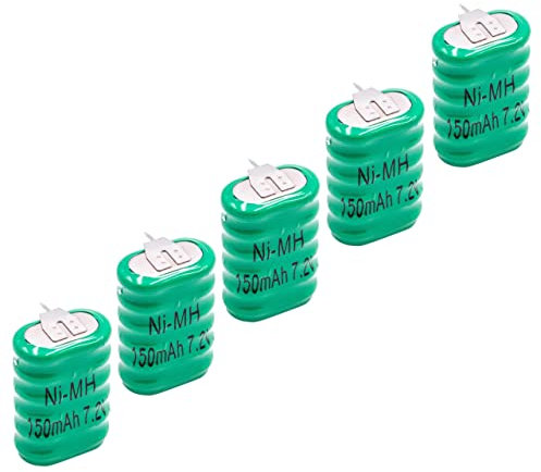 vhbw 5X NiMH Ersatz Knopfzellen-Akku Typ 6/V150H 3-Pins 150mAh 7,2V kompatibel mit Modellbau-Akkus, Solar-Leuchten UVM.