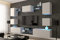 Furnitech Wohnwand Wohnzimmer | Wohnzimmer Möbel mit LED RGB - 16 Farben | Hängend Wohnwand Modern | Wohnzimmer Schrankwand mit Regale und TV Schrank (Nowara AN1-17W-M2-1A-NEW)