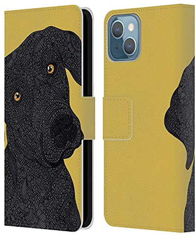 Head Case Designs Officially Licensed Valentina Black Labrador Dogs Leather Wallet Case Compatible With Apple iPhone 13