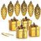 COM-FOUR® 10-teiliges Christbaumanhänger-Set, bruchfester Weihnachtsbaumschmuck in Form von Zapfen & Geschenken, tolle Weihnachtsdekoration