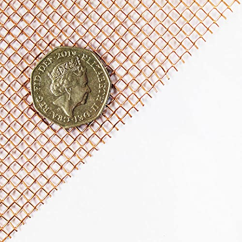 2.5mm Hole 99.9% Natural Copper Woven Wire Mesh (8 LPI x 0.63mm Wire = 2.55mm Hole) UK Made (420 x 594mm (A2) Sheet)