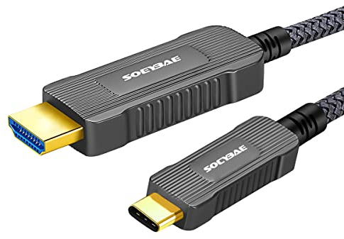 SOEYBAE USB 3.1 Type C to HDMI Fiber Optic Cable 15M, USB C to HDMI Cable Support 18Gbps, 4K@60Hz, HDCP 2.2, HDR (15M)