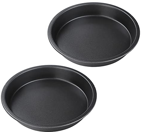 Buachois 2 Pcs Non-Stick Round Pizza Pan,6in Round Baking Tray Deep Thickened Carbon Steel Pizza Trays for Oven Pizza Pan Cooking Tools for Baking Pies Cakes Bread