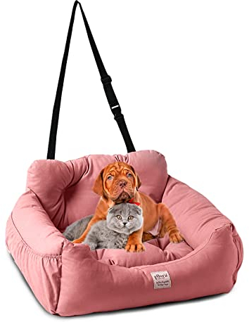 PETCUTE Sièges Auto pour Chiens,Siège de Voiture pour Chien avec Sac de Rangement et Harnais Voiture pour Chiens,Amovible et Lavable Lit pour Animal de Compagnie Antidérapant Portable,pour Voyager