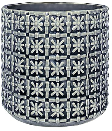 Nordring Pot de Fleur Cross - Pots de Fleurs décoratifs Couleur pour intérieur Style rétro créatif M (12,5 cm ø), Gris, Céramique
