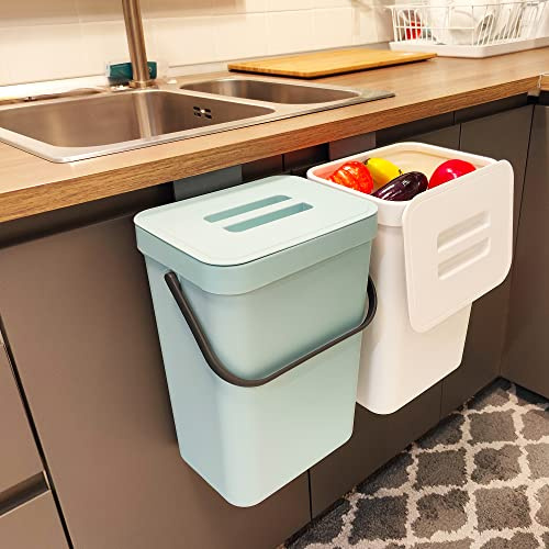 stonespace Compost Bin Kitchen, 3.2 Gallon Under Sink Trash Can, Blue
