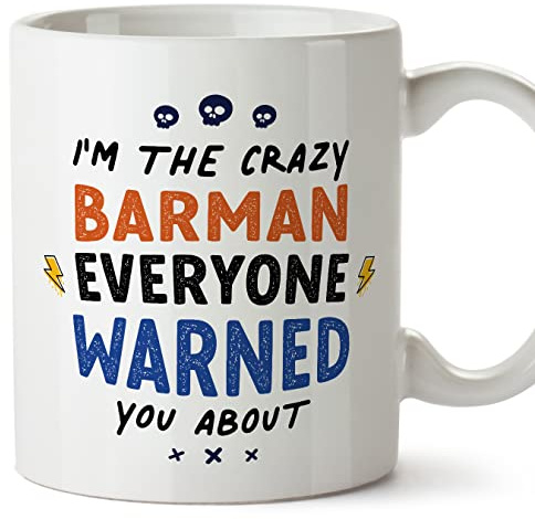 MUGFFINS Barman Man Mug - in English - Everyone Warned You About - Funny Gift for Colleagues - Ceramic 11oz Mug