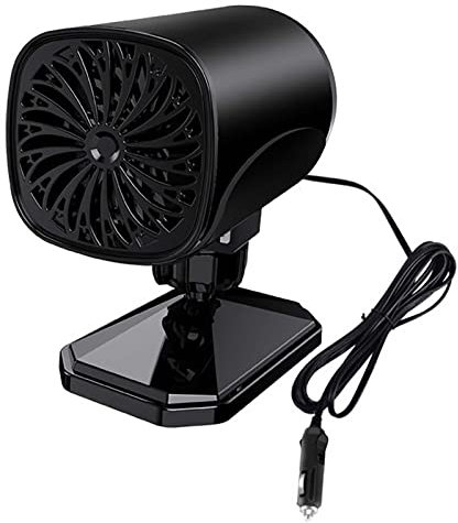 Lihuzmd Calentador De Ventilador De Coche 12V / 24V Multifuncional 120W Desempañador De Parabrisas Rotación De 360 Grados Ventilador Máquina De Calefacción para Viajes Autónomos,Negro,12V
