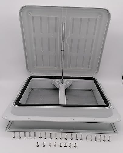 CR-MOESANCO® KIT CLARABOYA + MOSQUITERA + TORNILLOS de Montaje, Ventanas de Techo, 40 x 40 TF40, con Manivela para Caravana