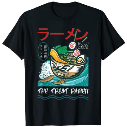 Anime Japanisches T-Shirt Angry Ramen Noodle Bowl Lover T-Shirt