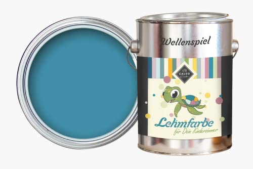 Caleo Color Lehmfarbe WELLENSPIEL Blau, 2,25 Liter - ökologische Wandfarbe für Wohnzimmer und Co. - hoch deckend, tropffrei, geruchsneutral