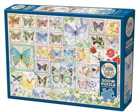 Cobble Hill 500 Piece Puzzle - Butterfly Tiles - Sample Poster Included