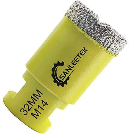 Foret Diamant Carrelage 32mm SANLEETEK Brasé Sous Vide Scie Cloche Diamant pour Céramique Porcelaine Marbre Granit Perçage à Sec M14 Filetage