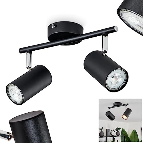 Deckenleuchte Javel, moderne Deckenlampe aus Metall in Schwarz/Chromfarben, Deckenleuchte mit verstellbaren Schirmen, 2-flammig, 2 x GU10, ohne Leuchtmittel