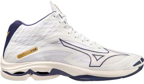 Mizuno Unisex Wave Lightning Z7mid Volleyballschuhe, Weiß, Blueribbon Mp Gold, 48.5 EU