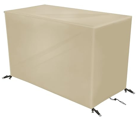 YZXCMHJ GartenmöBel Abdeckung Wasserdicht 150x90x75cm,Abdeckplane GartenmöBel,420d Oxford Gewebe Winterfest Schutzhülle GartenmöBel Rechteckig,Abdeckung für Gartentisch und MöBelsets,Beige