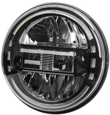 Motorrad-Scheinwerfer-Set, LED-Scheinwerfer, Universal, für Harl&EY Touring Softail Heritage, Street Glide Road King, 5,75/7 Zoll, 90 W (Farbe: 17,8 cm, Schwarz)