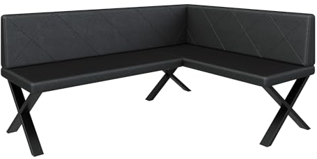 FURNISTAR Eckbank Akiko Metal X - Eckbankgruppe für Ihrem Esszimmer, Küche modern, Sitzecke, Essecke. Perfekt für Küche, Büro und Rezeption. Solide und Starke Verarbeitung. (168x128-Rechts-Soft11)