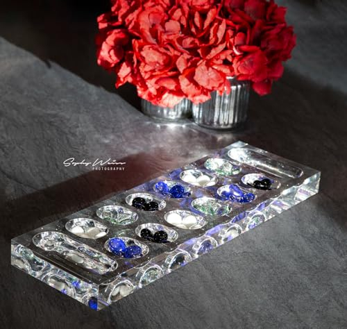Acryl-Luxus-Brettspiel Mancala, blaue Steine