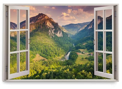 Paul Sinus Wandbild 120x80cm Fensterbild Grüne Berge Landschaft Natur Fluss Tal
