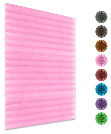 Blackout Blinds Curtains Stick On Blinds for Windows With Clips No Drill Sun Protection Blackout Roller Blind Privacy Screen and Sun Protection, Shade For Bedroom Bathroom Kitchen (Color : Pink, Siz
