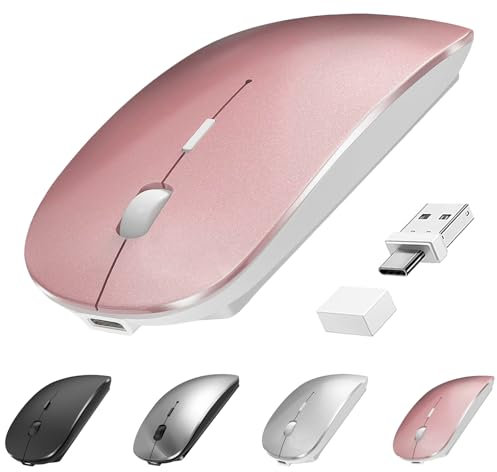 Suteke Souris sans fil Bluetooth USB C pour MacBook Air Pro iMac, ordinateur de bureau, souris sans fil rechargeable de type C, compatible avec ordinateur portable/Surface Pro/iPad, souris fine et
