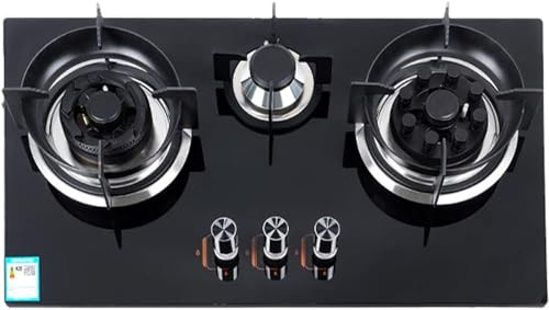 3 Burner Gas Countertop Gas Cooktop, Tempered Glass Drop-in Gas Range Hob, Home Kitchen Built-in Gas Stove Top with Thermocouple Protection, Easy to Clean(Color:Natural Gas)