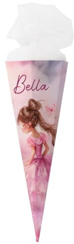 Striefchen® Personalisierte eckige Schultüte für Mädchen Motivwahl, 2 Größen (80 cm - Prinzessin)