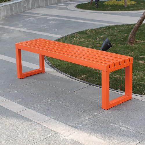 WXXSHGDW Outdoor Gartenbank Aus Metall, Terrassenbank für 2–3 Personen, Wetterfest, Parkbank in Mehreren Farben, für Garten, Veranda, Park, Tragfähigkeit 400 Kg(Color:Orange,Size:100cm/39in)