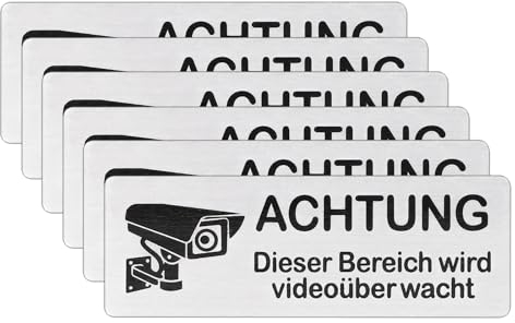 6 x Cartel de Vigilancia por Video Propiedad Privada, Pequeño Cartel de Advertencia de Vigilancia por Cámara, Autoadhesivo, 8.5x3cm