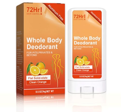 Shefave Deo Damen Körper Deodorants, Deo Stick Schwitzen Achsel, 72 Stunden Geruchskontrolle, Deocreme Deo Herren ohne Aluminiumsalze, keine weißen Rückstände und Gelben Flecken,Orange