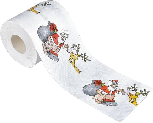 Weihnachts-Toilettenpapierrollen, Toilettenpapier Mit Weihnachtsmuster, Badezimmer, Für Weihnachtsschmuck, Party-Dekoration, Geschenke (Weihnachtskamin,10cm)