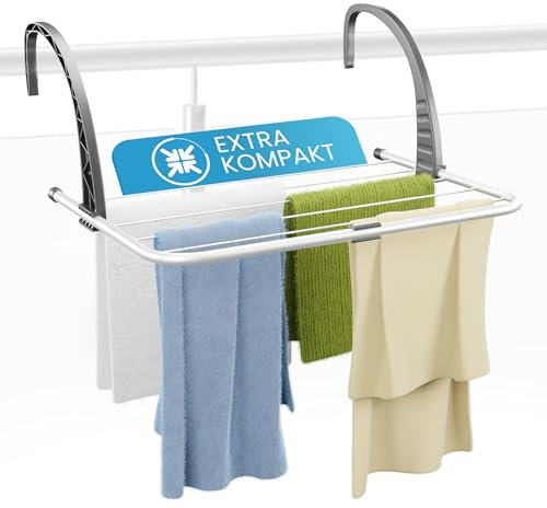 kogu® Express - Tendedero colgante para radiador, 3 m, secado rápido, ahorra espacio, tendedero para solteros, campistas y apartamentos pequeños (plata, 3 m)