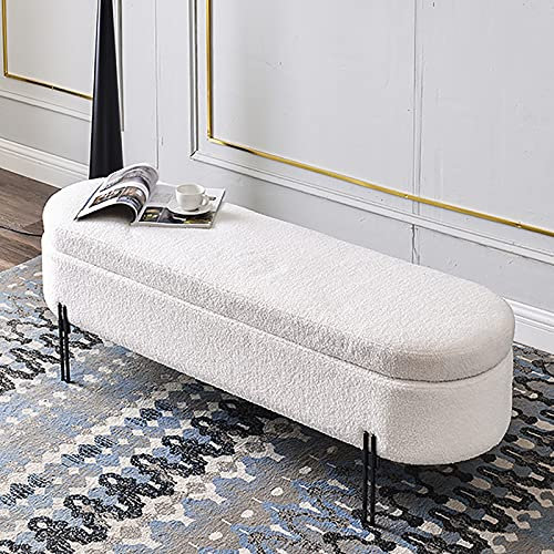 Luxurious Storage Bench With Metal Base,Fake Fur End Of Bed Bench Storage Ottoman,Comfy Upholstered Accent Shoe Bench Seat For Living Room Bedroom-Black base 100x40x45cm(39x16x18inch)