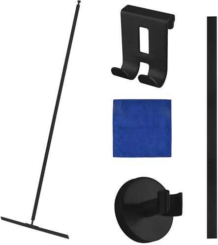 cocofy Bodenabzieher Dusche Schwarz Bodenabzieher mit Gummilippe 45 cm breit Wasserschieber Bodenabzieher 130 cm lang Duschabzieher Langer Stiel Abzieher Dusche Boden