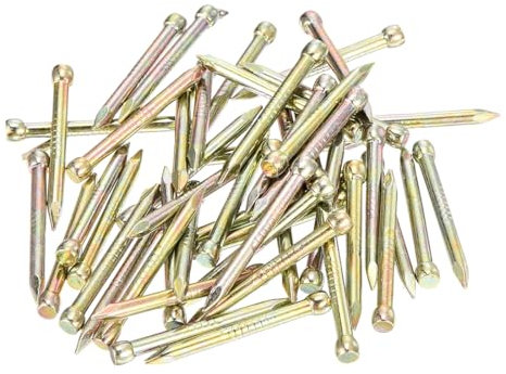 sourcing map Finishing Nails 50pcs 25mm 1 Inch Hand-Drive Hardware Carbon Steel Nail Lost Head Nails, Color Zinc