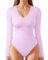 ALGALAROUND Women's bodysuits Double Lined Long Sleeve V-Neck Ladies Top Nylon Body Suit Shirt Leotard Basic Bodysuit for Women going out
