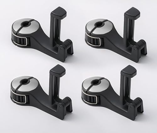 ZBTYFGV 4 PackS Car Hooks for Nissan Cube | Typ Z12 | Bj. 2008-2020,Headrest Bracket Car Hook,360°Swivel Car Hooks,Car Back Seat Hook,Headrest Bracket,Silver-1