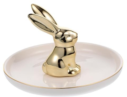 TEMPNAP Hasen Schmuck Aufbewahrungstablett Aus Keramik Tablett Für Ohrringe Und Ringe Schmuckstück Tablett Mit Tierdesign Für Heimdekoration