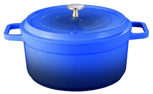Casserole en céramique émaillée en fonte d'aluminium - Passe au four - Poêle antiadhésive - Nettoyage facile - Casserole avec couvercle - Pour tous les types de plaques de cuisson (bleu, 2,75 l)