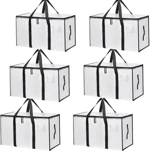 Mesiria 6 Pack Clear Clothes Storage Bags Water Resistant Thickened Storage Bag, 91L Large Foldable Packing Boxes Wardrobe Organizer Moving Bags for Bedding Clothes Blanket Duvet Toys