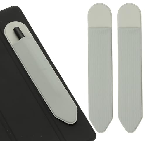 PATIKIL Pencil Holder for Stylus, 2 Pcs Adhesive Elastic Pen Case Sleeve Pouch Stylus Holder Pocket Elastic Pen Pouch Accessories for Tablet Case Notebook Outdoor, Gray