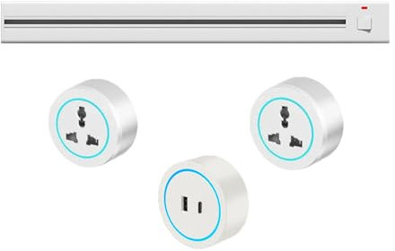 Riel Deslizante Eléctrico De Pared De 40-150 Cm Con Adaptador De 2500 W, Enchufe Con Interruptor, Regleta De Enchufes Con Interruptor Y Batería Externa Portátil.,White-40cm